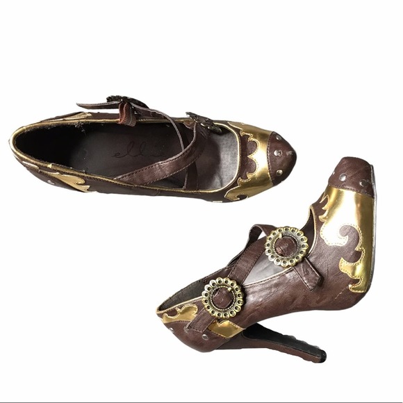 Elle | New Unique Embroidered Flame Heels gold - Picture 4 of 10